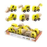Viga Wooden Construction Vehicles Set, 6-Piece Push Along Play Trucks, Educational Toy, Ages 3+