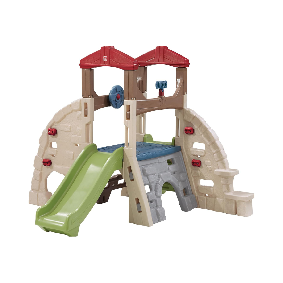 Step2 Alpine Ridge Climber & Slide for Kids 2+, Outdoor Playset with 5 Climbing Walls, Slide, Crawl Tunnels & Steering Wheel, Play Sets & Playground Equipment