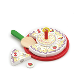 VIGA Wooden Birthday Cutting Cake Pretend Play Toy, Educational Role Play for Toddlers and Kids, Ages 1.5+