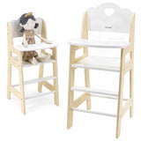PolarB Wooden Doll Feeding High Chair, Fits Dolls Up to 38 cm, Encourages Role Play and Creativity, Solid Wood Toy for Ages 3+