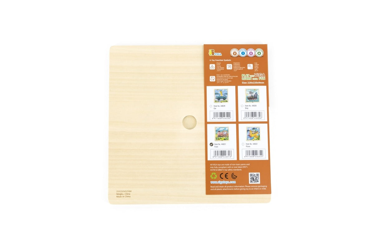 Viga Train, 9 Piece Jigsaw Puzzle, Montessori Wooden Toy, Develops Sensory, Cognitive & Fine Motor Skills, Non-Toxic & Eco-friendly Kids Educational Toy, Suitable for Boys and Girls Aged 18M+