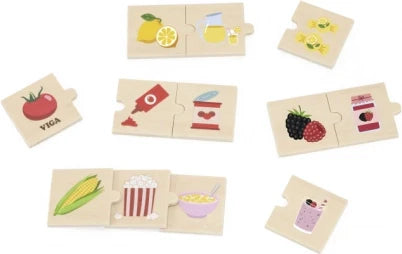 Viga Connecting Game, Food, Farm to Table, 24 Piece Mix & Match Puzzle, Montessori Wooden Toy, Develops Sensory, Cognitive & Fine Motor Skills, Non-Toxic & Eco-friendly Kids Educational Toy, 18M+
