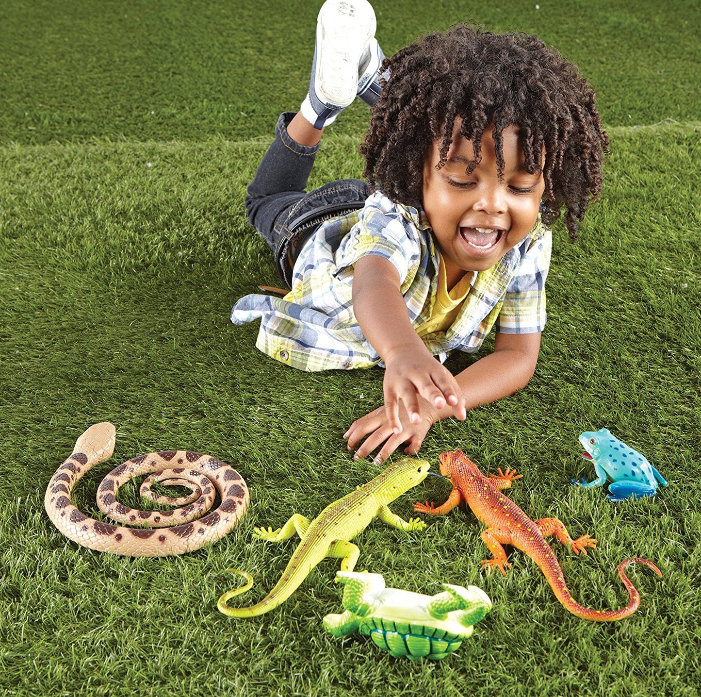 Learning Resources Jumbo Reptiles and Amphibians, Set of 5 Realistic Animal Figures for Imaginative Play and Early Learning, Ages 2 and Up