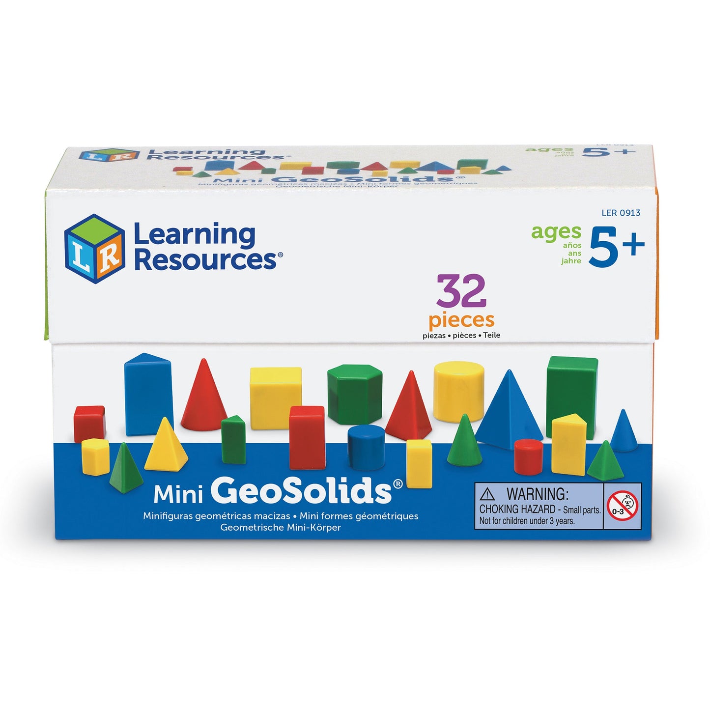 Learning Resources Mini GeoSolids, Set of 32, Ages 5+, Hands-On 3D Geometry Shapes for Early Math Skills