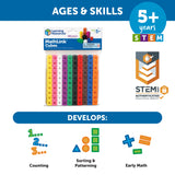 Learning Resources MathLink Cubes, Set of 100, Ages 5+, Hands-On STEM Math Learning for Counting, Sorting & Patterns