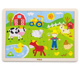 Viga Farm, 24 Piece Jigsaw Puzzle, Montessori Wooden Toy, Develops Sensory, Cognitive & Fine Motor Skills, Non-Toxic & Eco-friendly Kids Educational Toy, Suitable for Boys and Girls Aged 2Y+