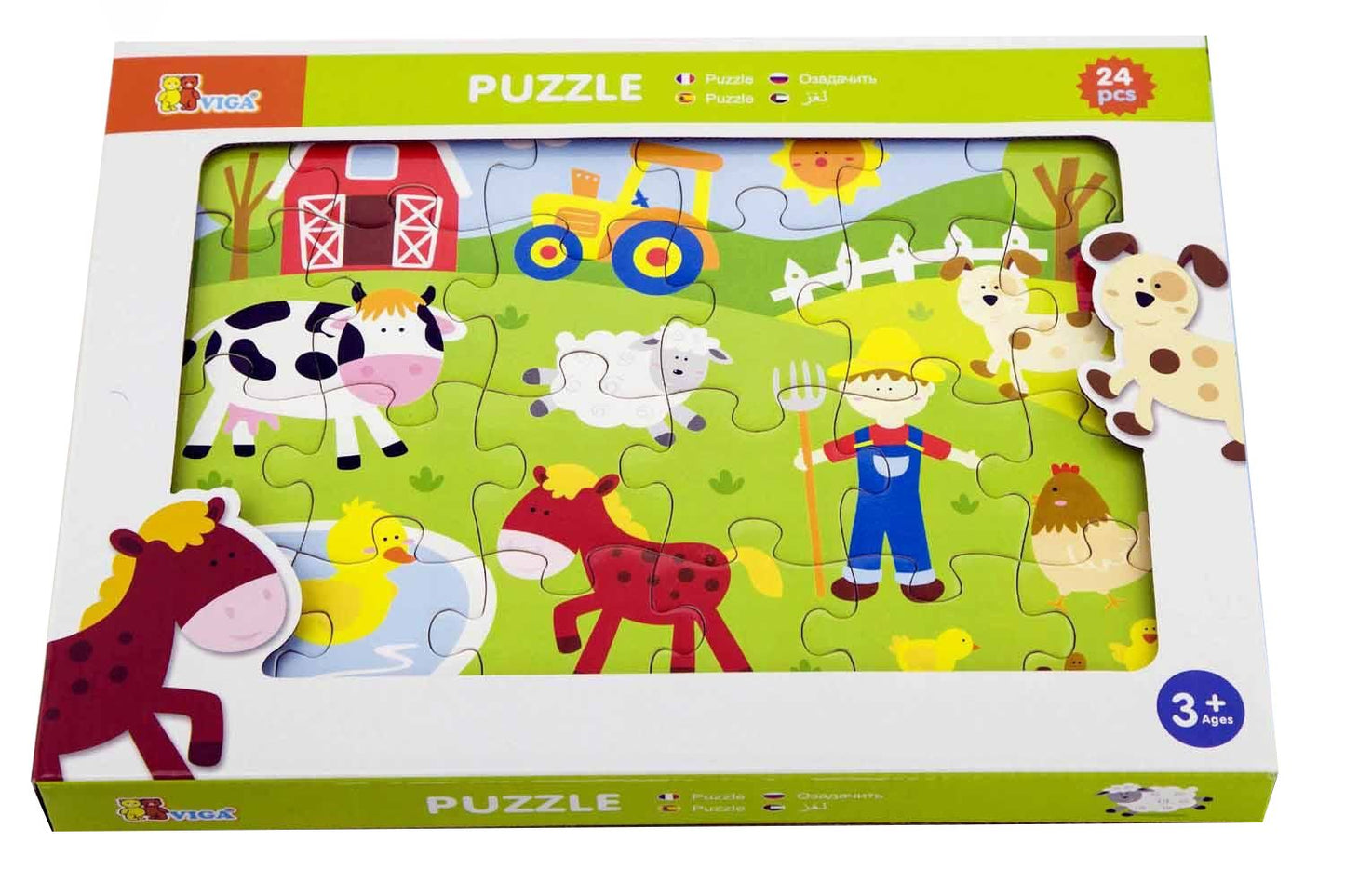 Viga Farm, 24 Piece Jigsaw Puzzle, Montessori Wooden Toy, Develops Sensory, Cognitive & Fine Motor Skills, Non-Toxic & Eco-friendly Kids Educational Toy, Suitable for Boys and Girls Aged 2Y+