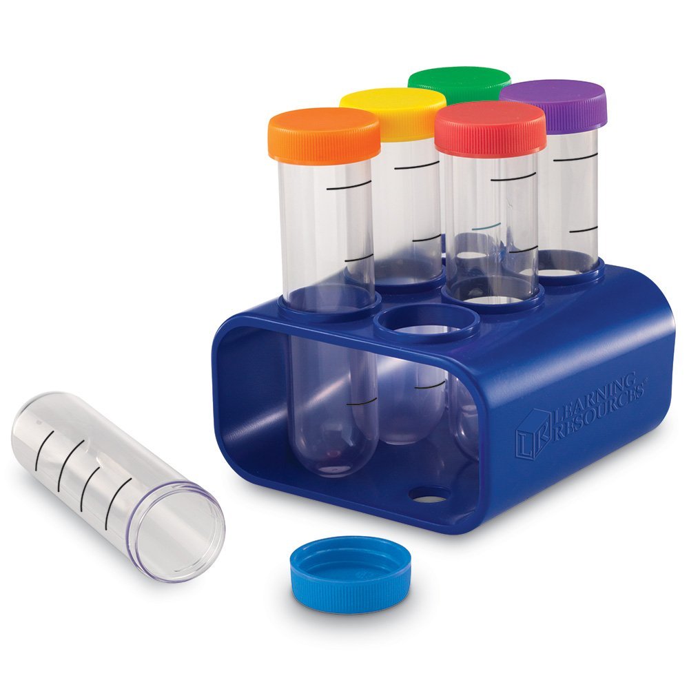 Learning Resources Primary Science Jumbo Test Tubes with Stand, Ideal for Early Science Experiments, Set of 6 with Calibration Marks, Ages 3+