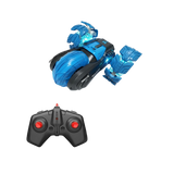 Craze Wheels 2-in-1 Stunt Double Sided Three Wheeled Remote Control Car with LED Lights – 2.4GHz RC Tricycle Drift & Deformation Car for Kids – Blue