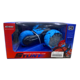 Craze Wheels 2-in-1 Stunt Double Sided Three Wheeled Remote Control Car with LED Lights – 2.4GHz RC Tricycle Drift & Deformation Car for Kids – Blue