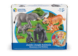 Learning Resources Jumbo Jungle Animals Mommas and Babies, 6 Piece Pretend Play Animal Set with Storage Box, Ages 2 Plus