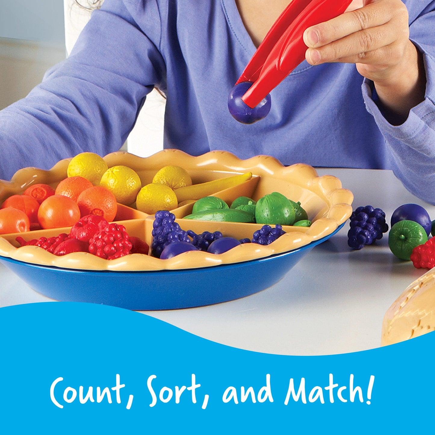 Learning Resources Super Sorting Pie, Early Numeracy & Colour Recognition, Counting & Sorting Activity Set with 60 Fruit Counters, Jumbo Tweezers, Sorting Cards & Activity Guide, Ages 3+