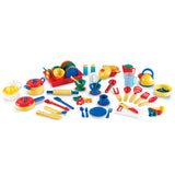 Learning Resources Kitchen Set, 70+ Piece Pretend Play Cooking Set, Durable Plastic Toy Pots, Pans, Utensils & More, Ideal for Imaginative Play & Small Group Activities, Ages 3+