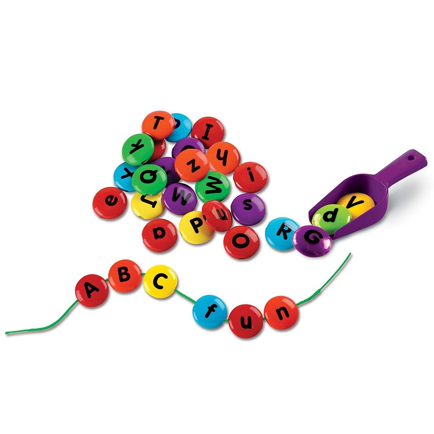 Learning Resources Smart Snacks ABC Lacing Sweets, Alphabet Beads for Fine Motor Skills and Early Literacy, Preschool Learning Toy with Storage Tub, Ages 3+