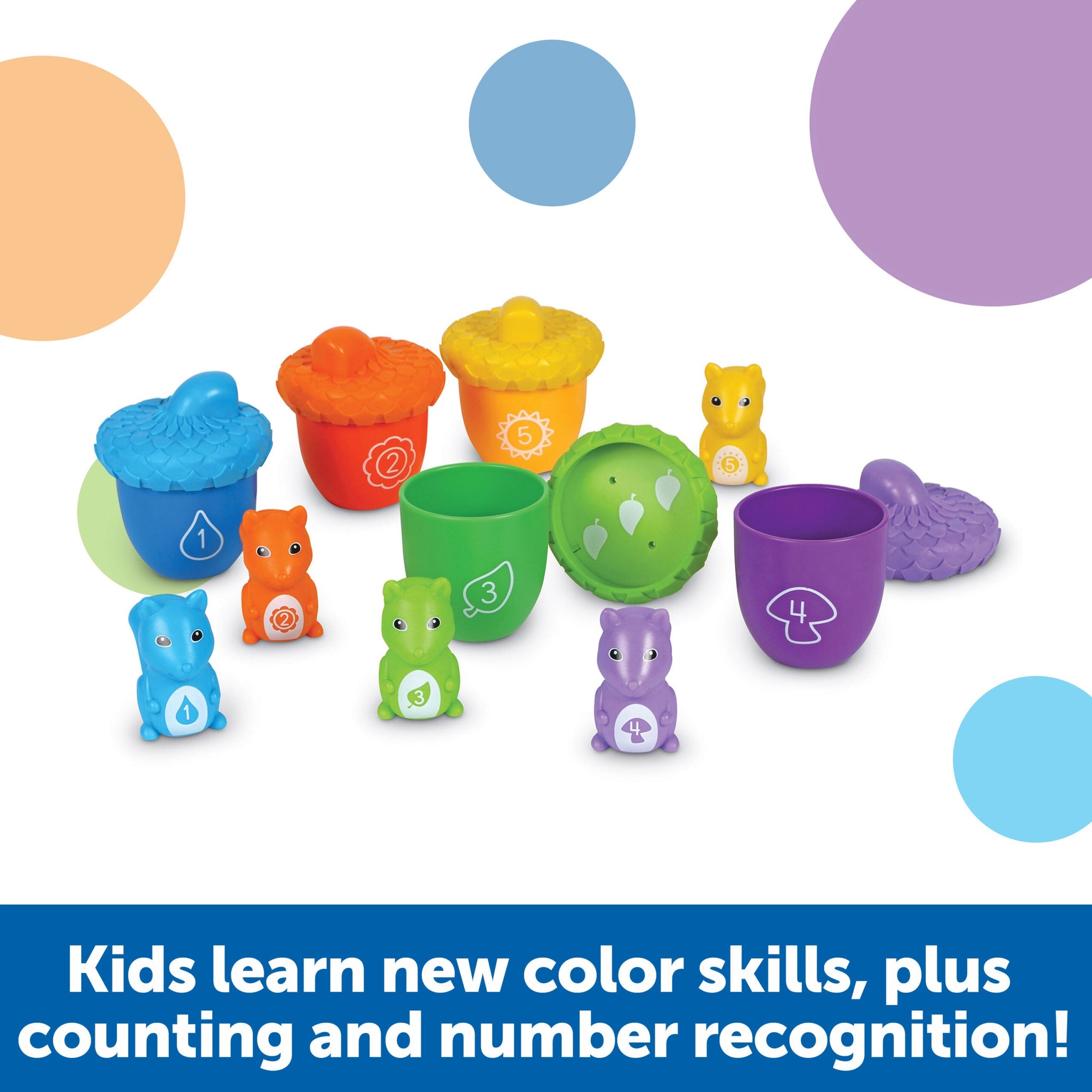 Learning Resources Snap-n-Learn Surprise Squirrels, Toddler Learning Toy for Fine Motor Skills, Number & Colour Recognition, Ages 18 Months+