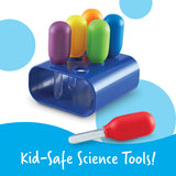 Learning Resources Primary Science Jumbo Eyedroppers with Stand, Set of 6 Colourful Eyedroppers, Perfect for Fine Motor Skill Development, Cause and Effect Exploration, Ages 3+