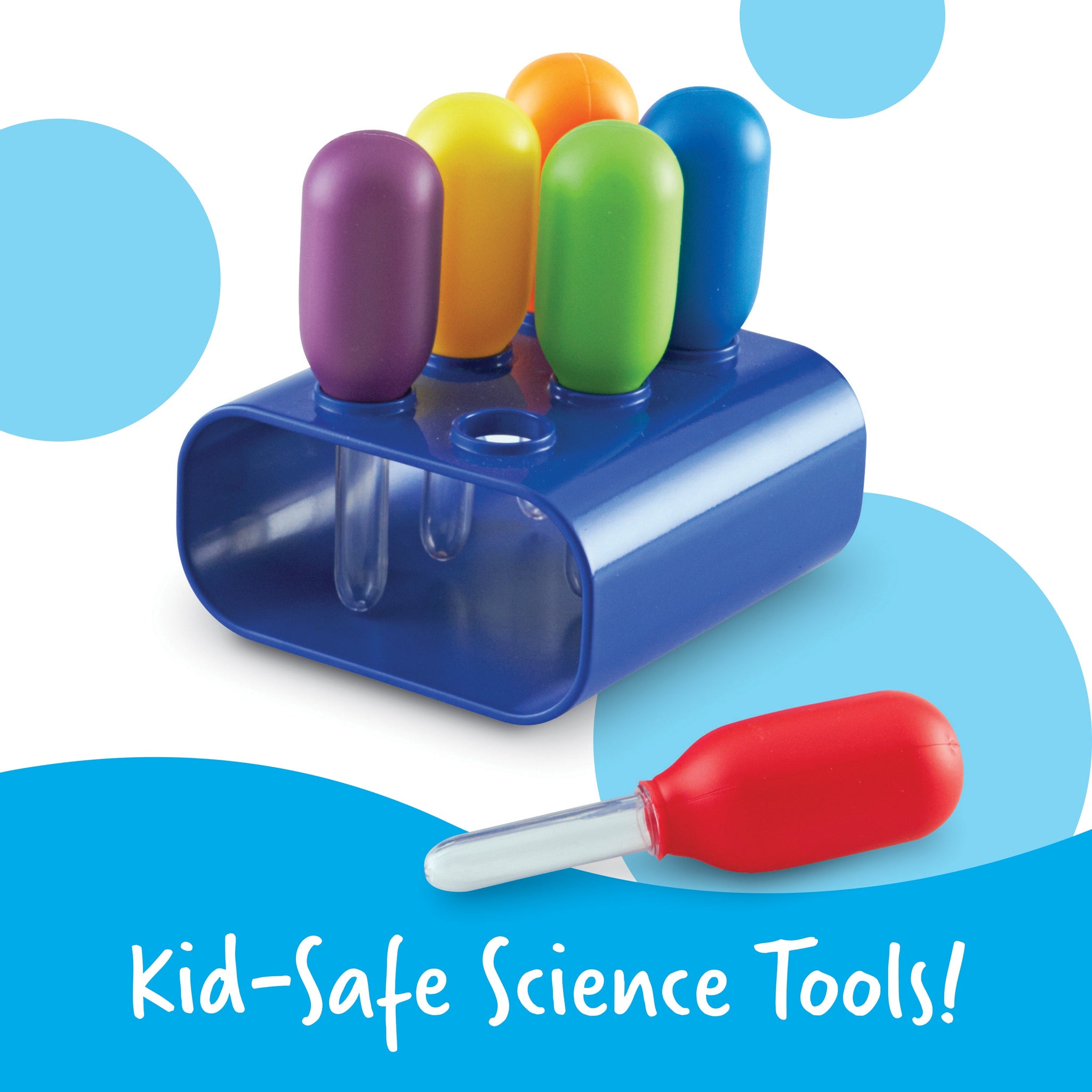 Learning Resources Primary Science Jumbo Eyedroppers with Stand, Set of 6 Colourful Eyedroppers, Perfect for Fine Motor Skill Development, Cause and Effect Exploration, Ages 3+