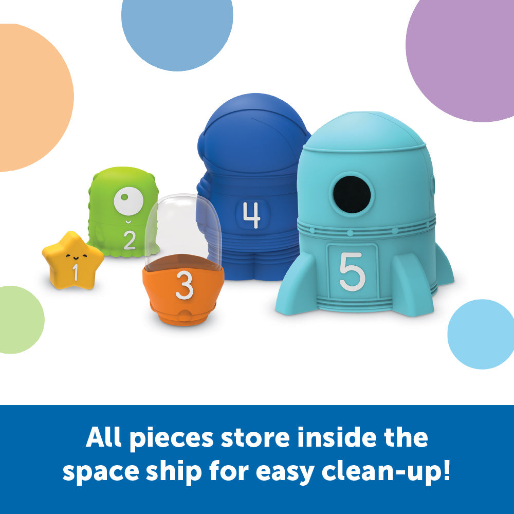 Learning Resources Nesting Space Surprise, Numbered Nesting Toy Set with Rocket, Astronaut, and More, Fine Motor and Counting Toy for Toddlers Ages 18 Months and Up