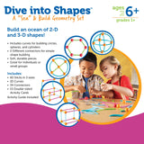 Learning Resources Dive Into Shapes Sea and Build Geometry Set, 2D and 3D Shape Building Kit with Activity Cards, Ages 6 Plus