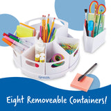 Learning Resources Create-a-Space Storage Centre, White, Rotating Desk Organizer with 8 Removable Containers, Classroom and Home Office Storage Solution