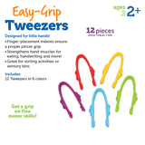 Learning Resources Easy-Grip Tweezers for Kids, Fine Motor Skill Development Tools for Preschool and Sensory Play, Set of 12 with Storage Tub, Ages 2 Plus