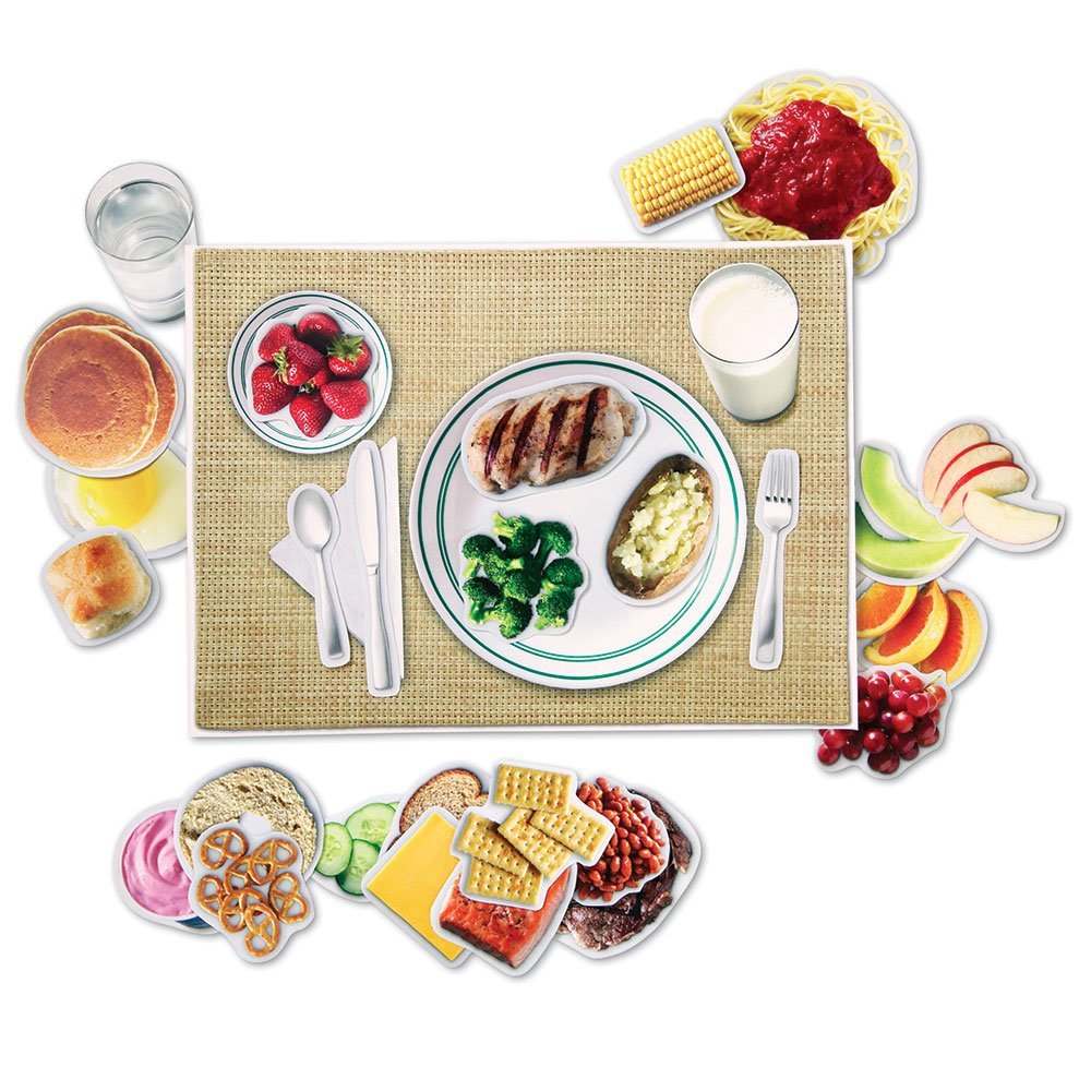 Learning Resources Magnetic Healthy Foods Set, 34 Realistic Food Magnets for Kids, Learn About 5 Food Groups with Write & Wipe Placemat, Educational Nutrition Toy for Ages 3+