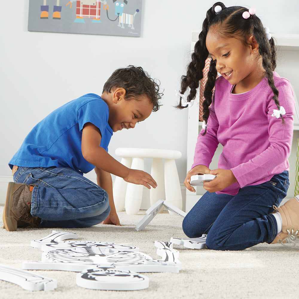 Learning Resources Skeleton Foam Floor Puzzle, 122cm Tall Human Body Learning Toy for Kids, 15 Soft Foam Pieces with Bone Names on Reverse, Educational Anatomy Puzzle for Early Learners