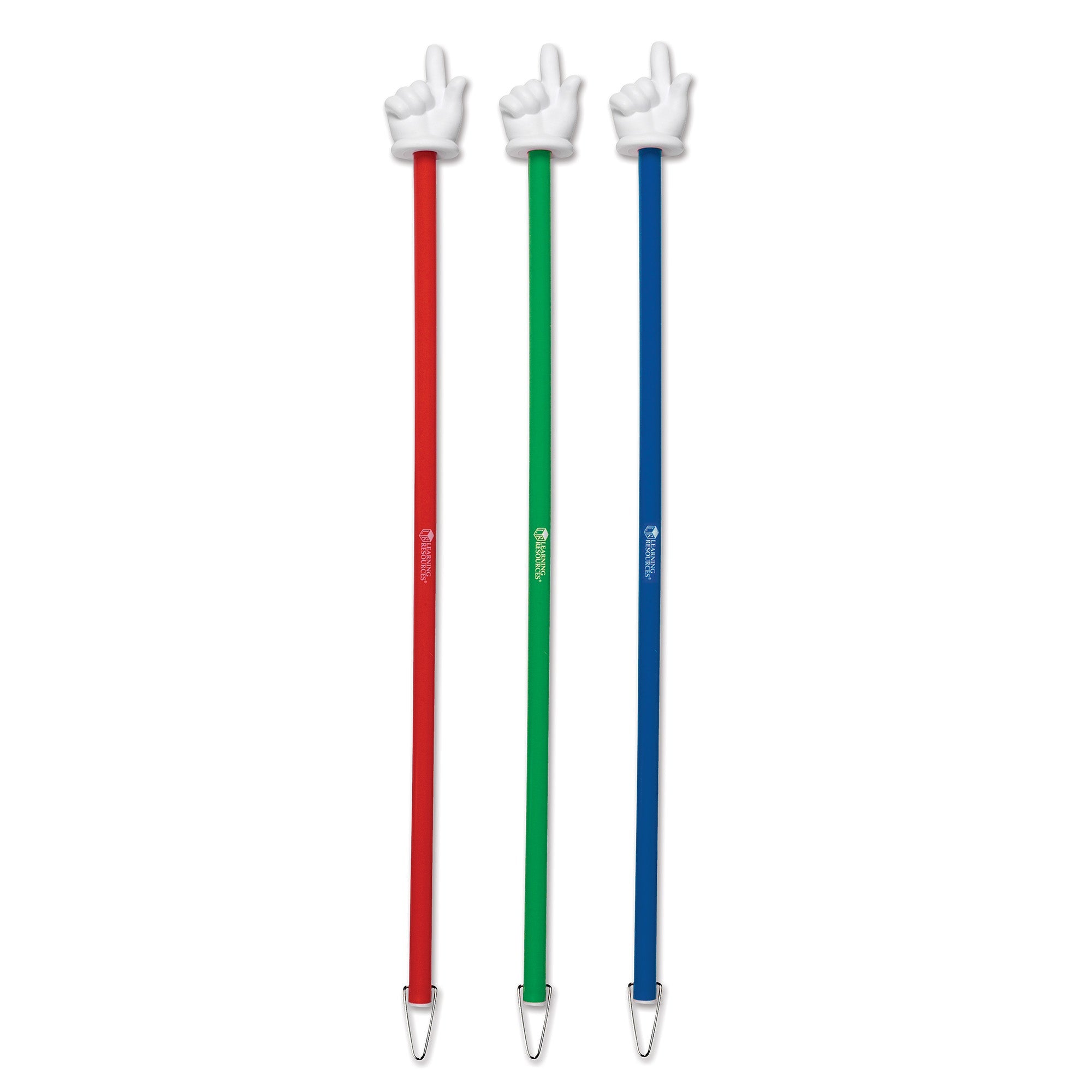 Learning Resources Hand Pointers Set of 3 Extra Long 24 Inch Classroom Pointers for Kids Ages 3 Plus