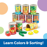 Learning Resources 1 to 10 Counting Cans, Early Years Counting and Sorting Toy with 55 Play Food Pieces, Stackable Storage, Ages 3 Plus