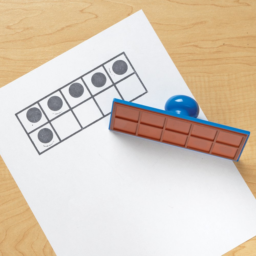 Learning Resources Ten Frame Stamp, Hands-On Early Arithmetic Tool for Counting, Number Patterns, and Basic Maths Skills, Includes 4 Write & Wipe Boards and 100 Magnetic Disks