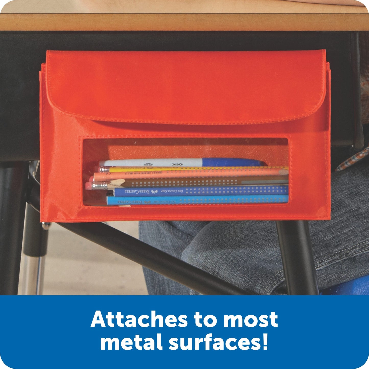 Learning Resources Magnetic Storage Pockets (Set of 4), Easy-to-Use Classroom Organizer, Attaches to Magnetic Surfaces, Holds Up to 350g, Clear Plastic Window for Easy Identification, Multi-Color Set