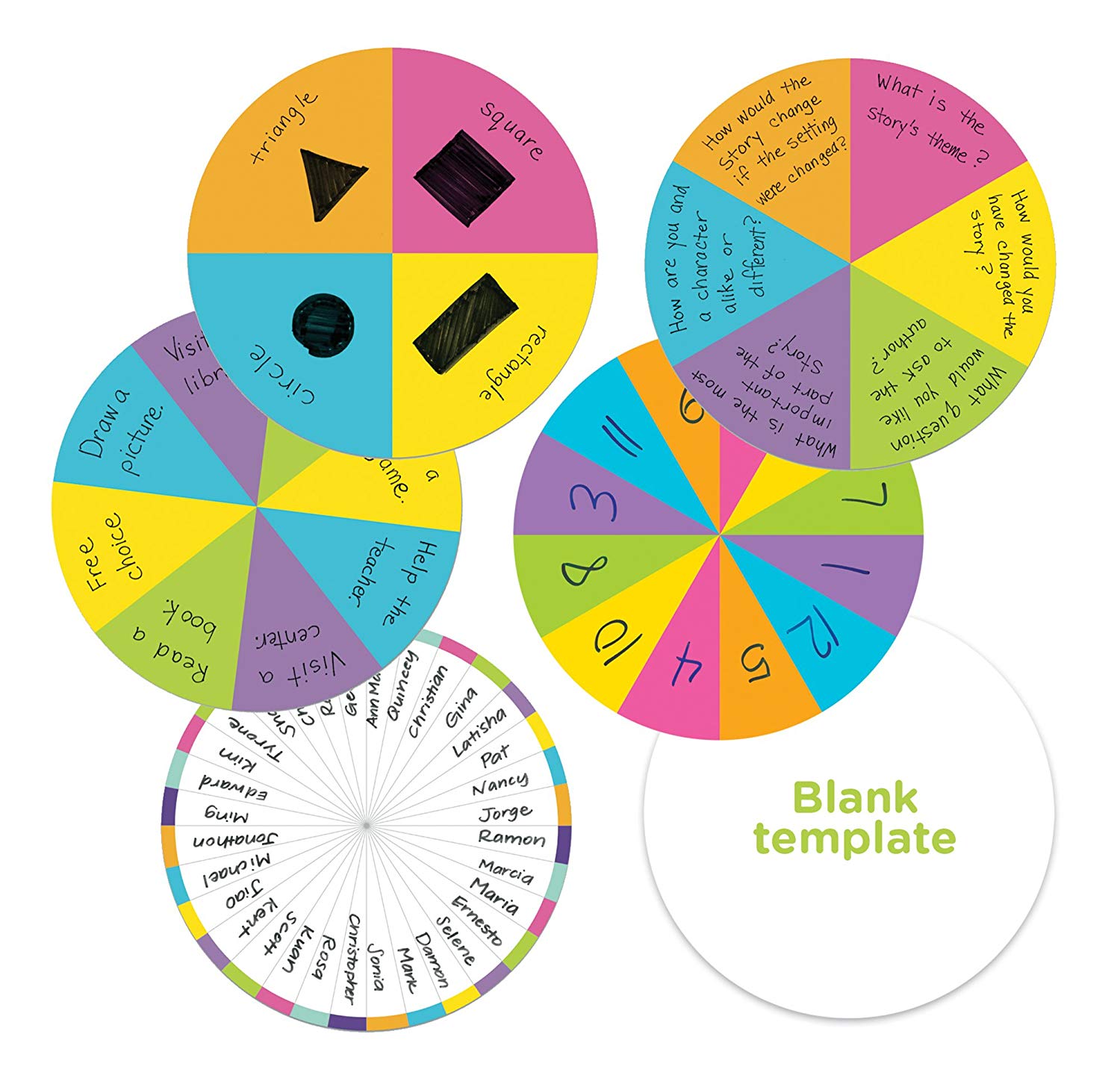 Learning Resources Jumbo Magnetic Spinner, Customizable Spin Wheel for Classroom Activities, Front of Class Resource, Includes 3 Double-Sided Cards, Teacher Guide, Ideal for Ages 3+