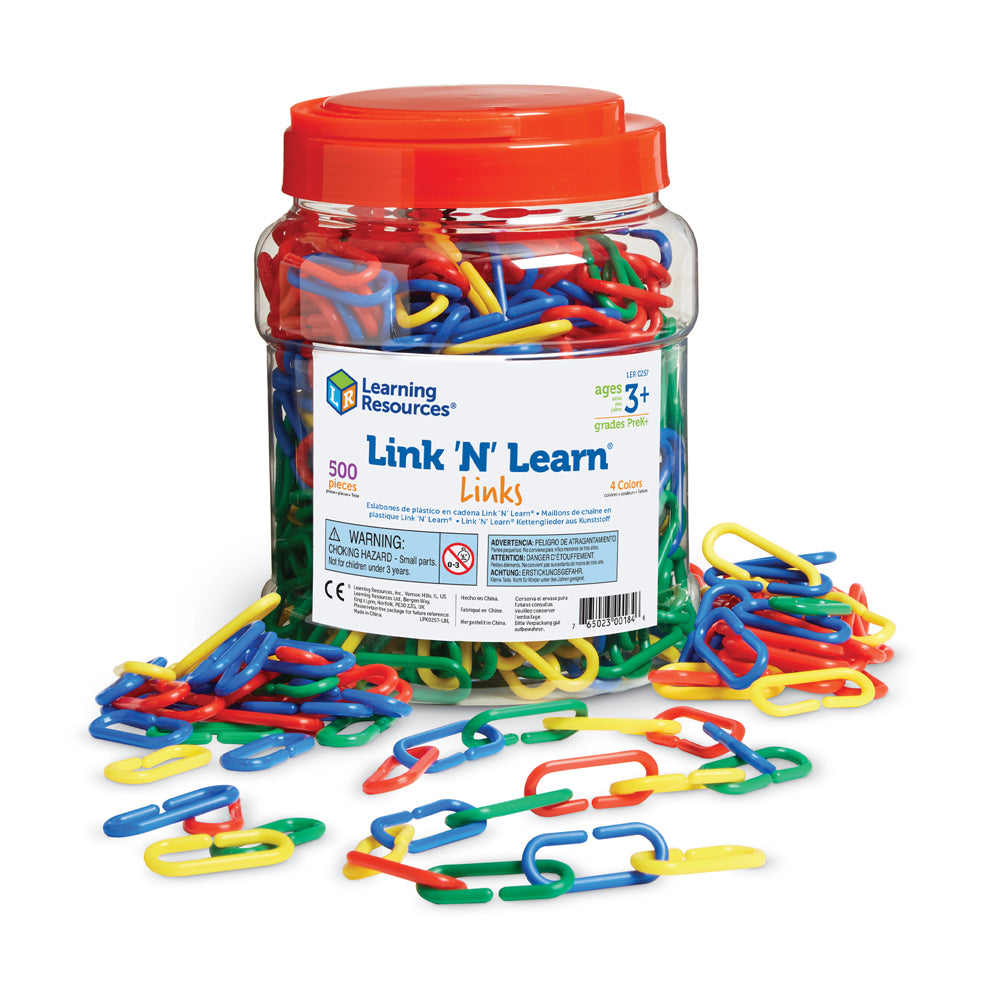 Learning Resources Link âNâ Learn Links, Set of 500 Colourful Plastic Links for Early Maths & Fine Motor Skills, Sorting, Counting & Patterning, Includes Activity Guide, Ages 3+
