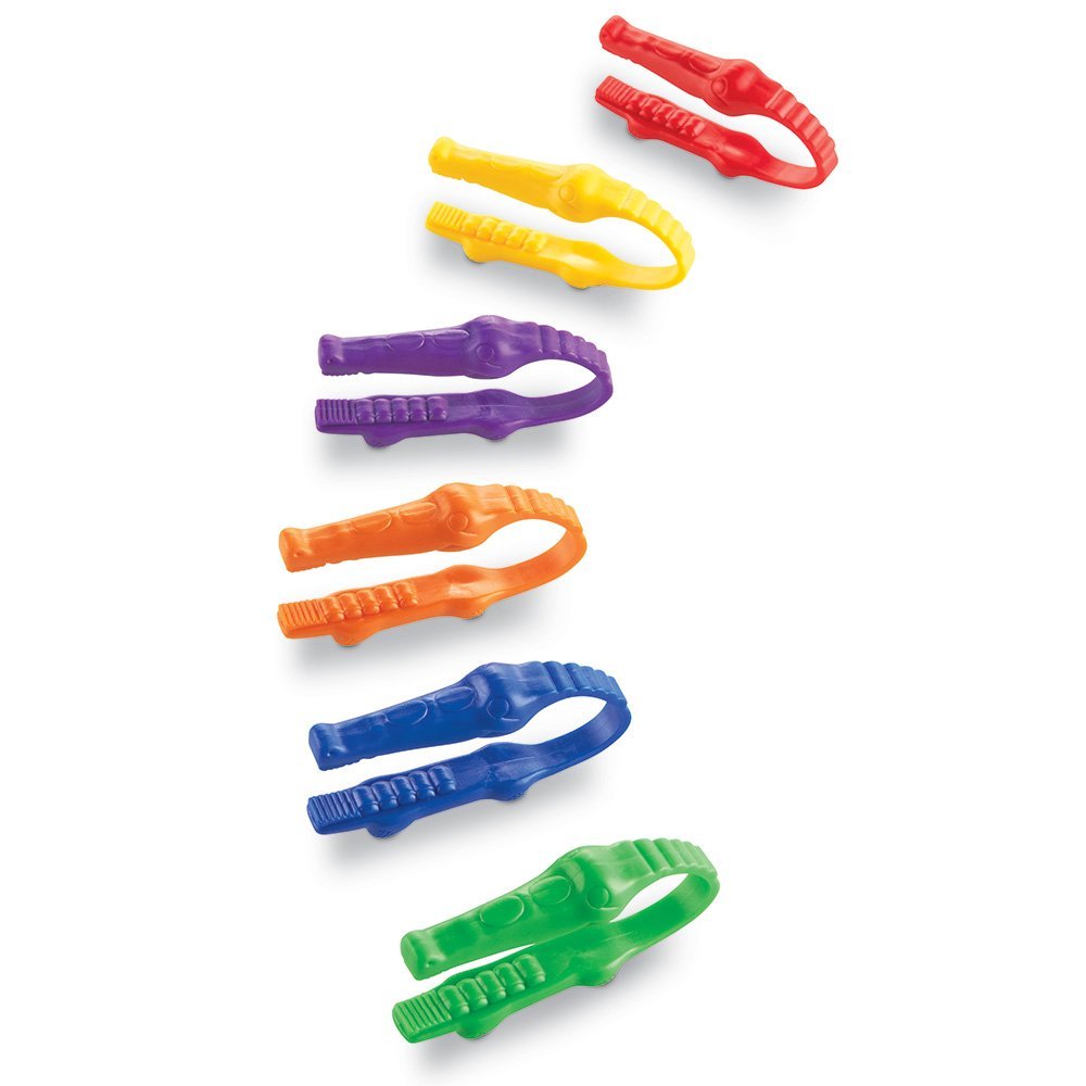 Learning Resources Gator Grabber Tweezers, Set of 12, Fine Motor Skills Tool for Toddlers, Supports Early Science Exploration, Includes Storage Bucket, Ages 2+