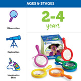 Learning Resources Primary Science Jumbo Magnifiers (Set of 6), 4.5x Magnification, Built-in Stand, Perfect for Little Hands, Ideal for Life Science Lessons, Ages 3+