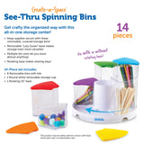Learning Resources Create-A-Space See-Thru Spinning Bins, Portable Storage Solution for School, Art Supplies, Kitchen Organisation, 6 Bins with Colourful Lids