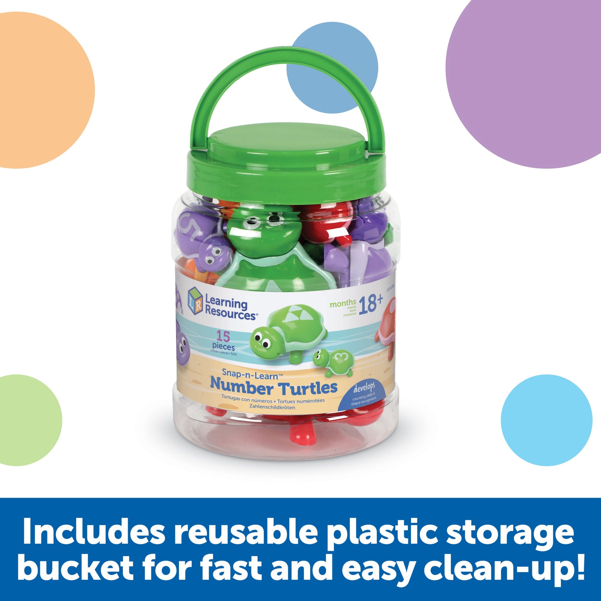 Learning Resources Snap-n-Learn Number Turtles, Early Maths Learning Toy for Number, Shape Recognition, and Fine Motor Skills, Ages 2+