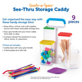 Learning Resources Create-a-Space See-Thru Storage Caddy, Portable Organiser with 4 Clear Bins and Colourful Lids, Ideal for Art Supplies, Classroom, or Kitchen Storage
