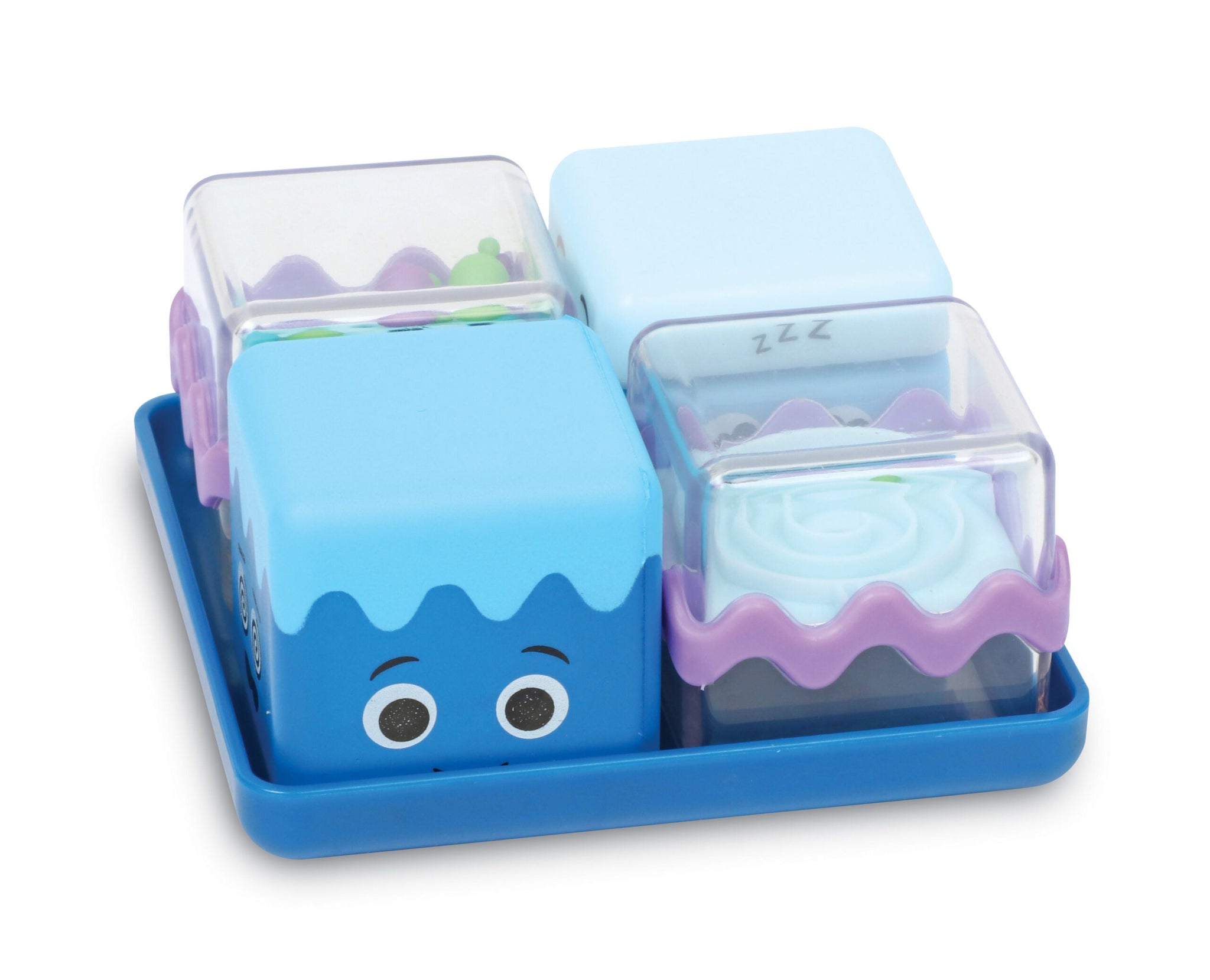 Learning Resources Cool Down Sensory Cubes, Set of 4 Calming Fidget Toys with Tray for Emotional Regulation and Focus, Ages 4 Plus