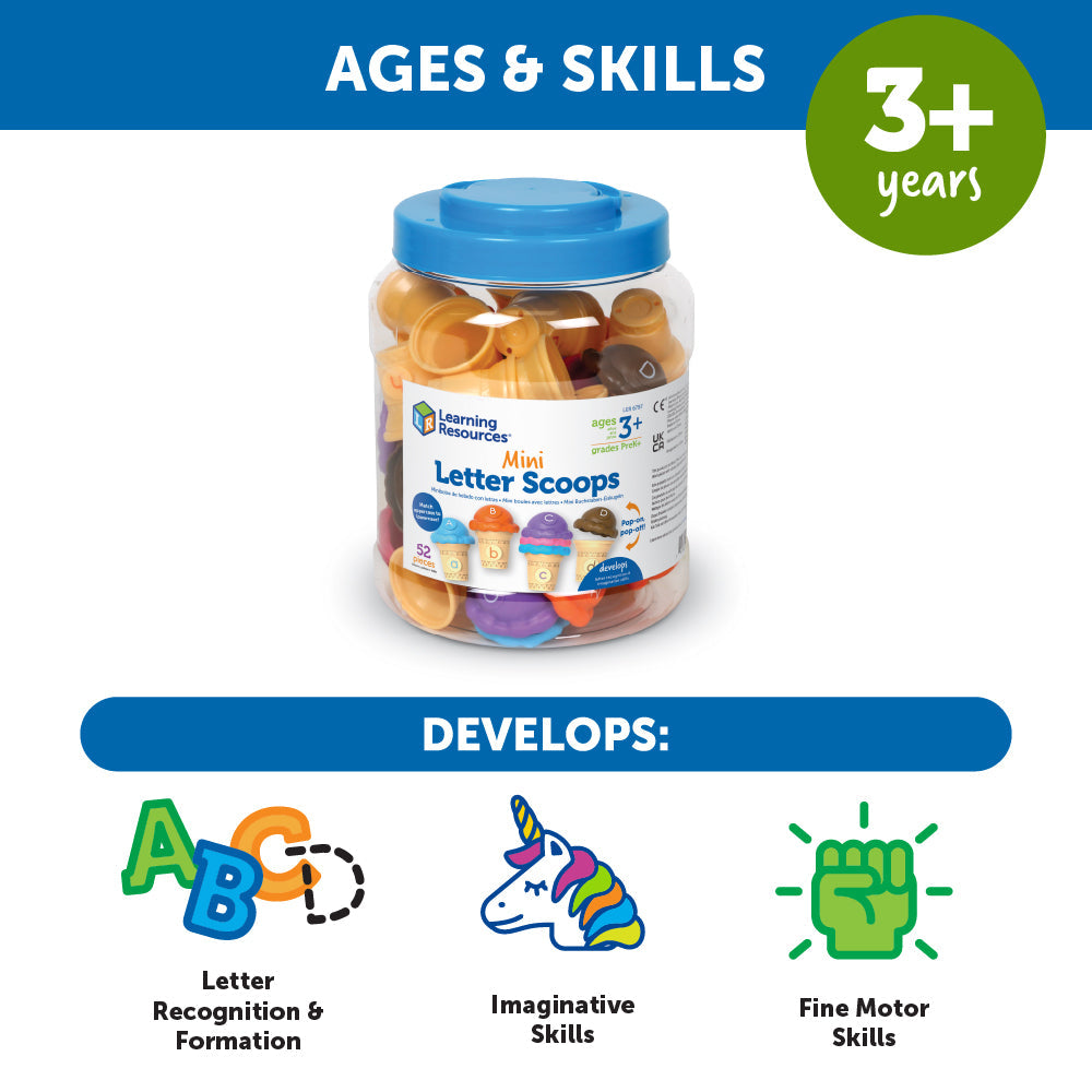 Learning Resources Educational Ice Cream Alphabet Toy Set for Preschool Kids, 26 Matching Pieces for ABC Learning and Imaginative Play