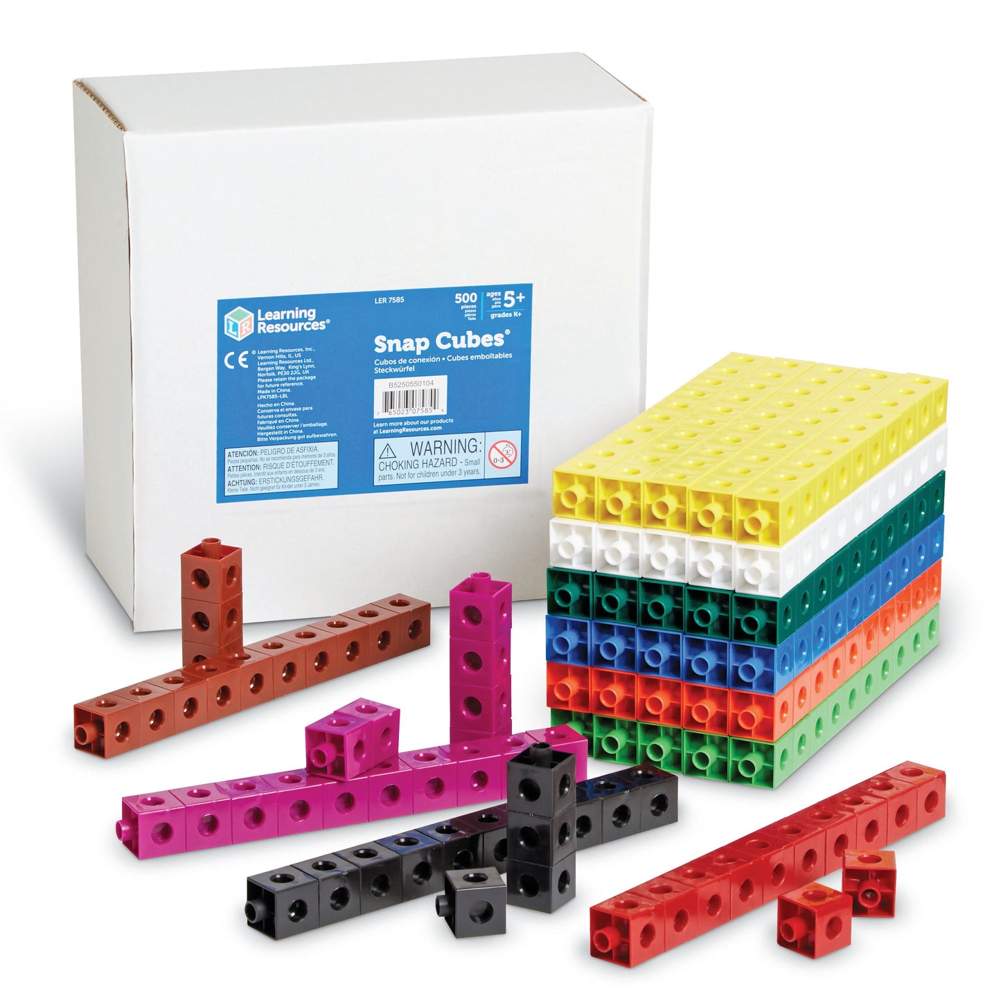 Learning Resources Snap Cubes (Set of 500), Colorful Interlocking Maths Counters, Classroom Teaching Aids for Kids, Ages 5+, Math Learning Tools