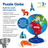 Learning Resources Puzzle Globe for Kids, Interactive Geography Toy with Removable Continents, Landmark Details and Rotating Base, Early Learning Globe for Ages 3+
