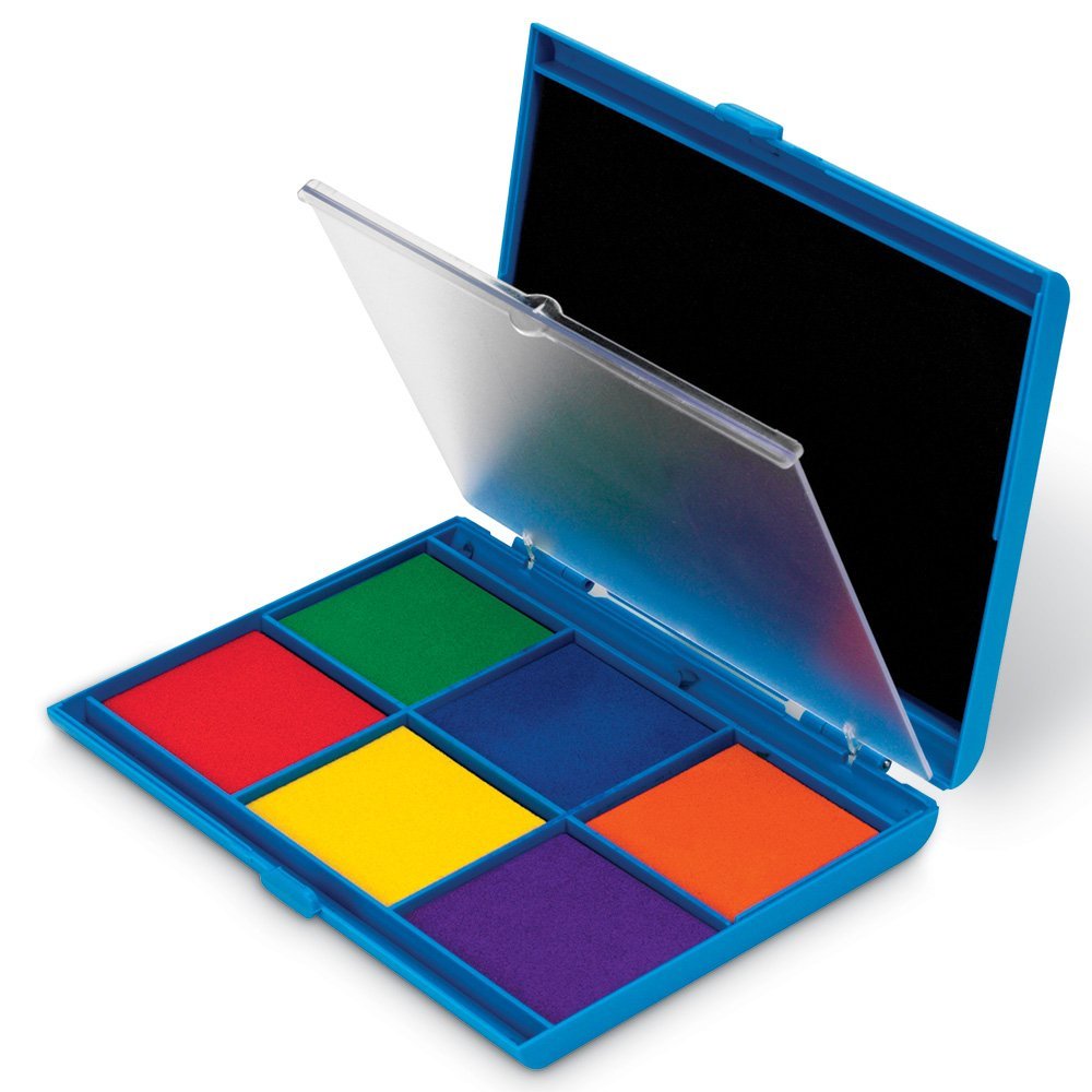 Learning Resources Jumbo 7-Color Dual Stamp Pad, Non-Toxic Washable Ink, 7 Colors, Ideal for Classroom or Craft Use