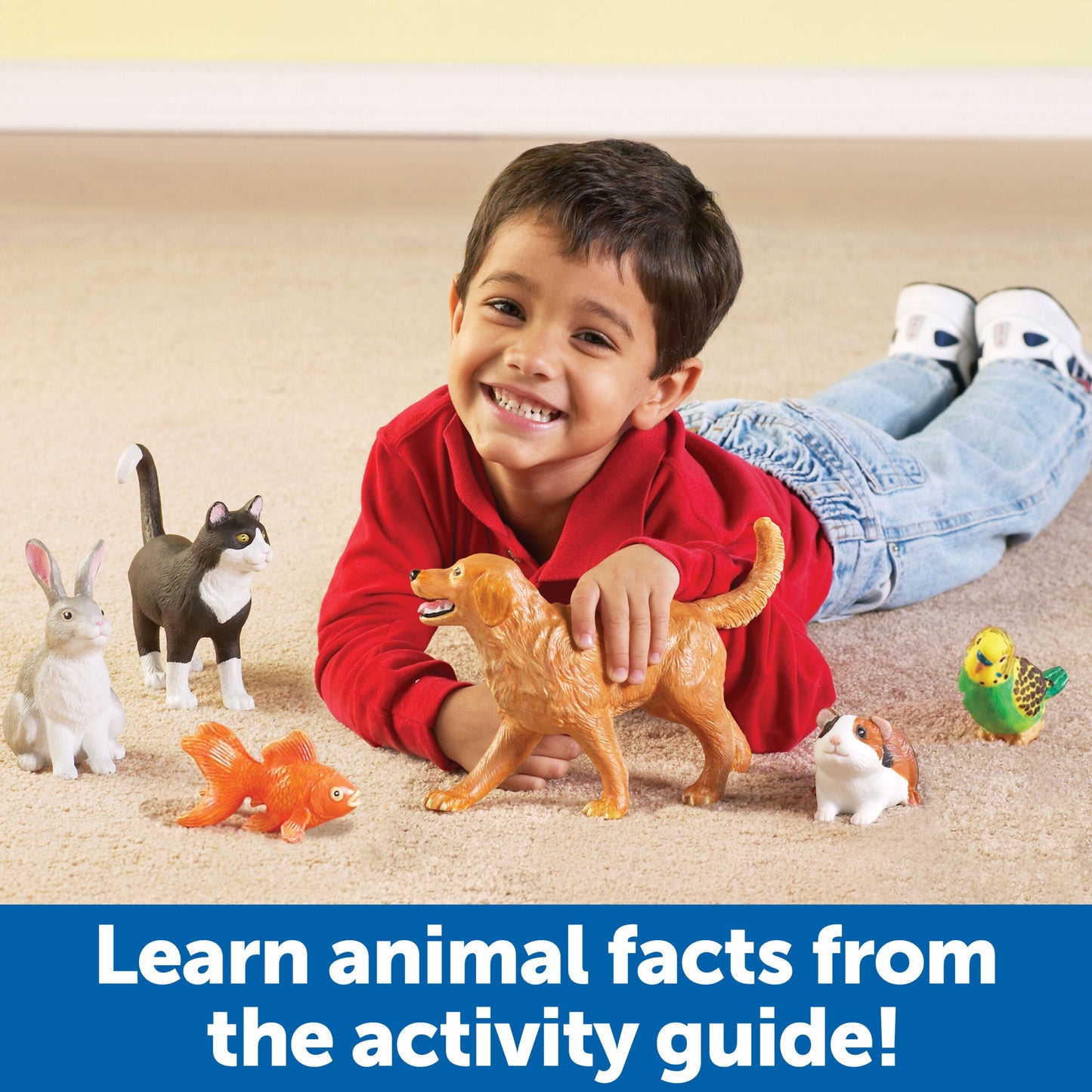 Learning Resources Jumbo Pets Toy Set, 6-Piece Realistic Pet Animal Figures for Kids Imaginative Play and Early Learning