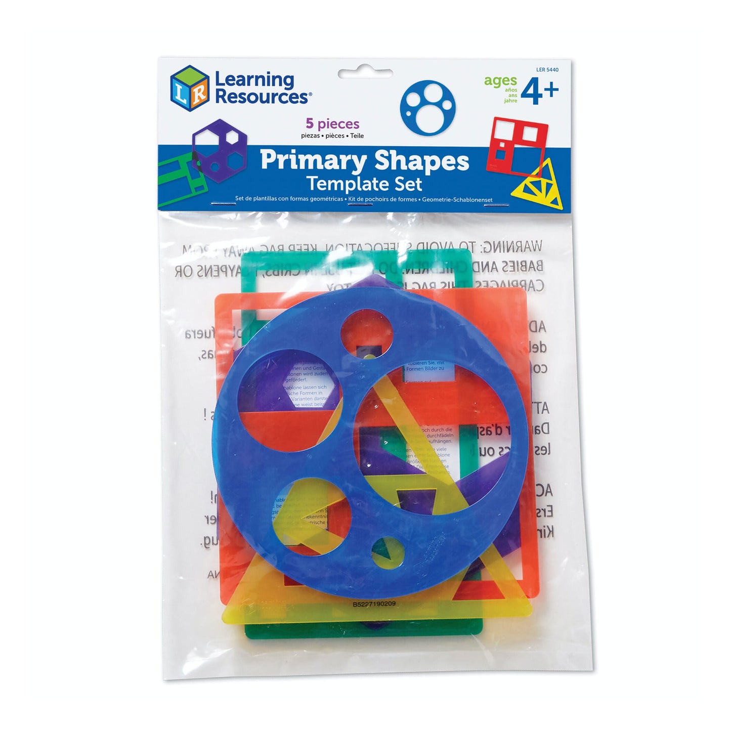 Learning Resources Primary Shapes Template Set, 5 Geometry Templates, Ages 4+, Hands-On 2D Shape Learning