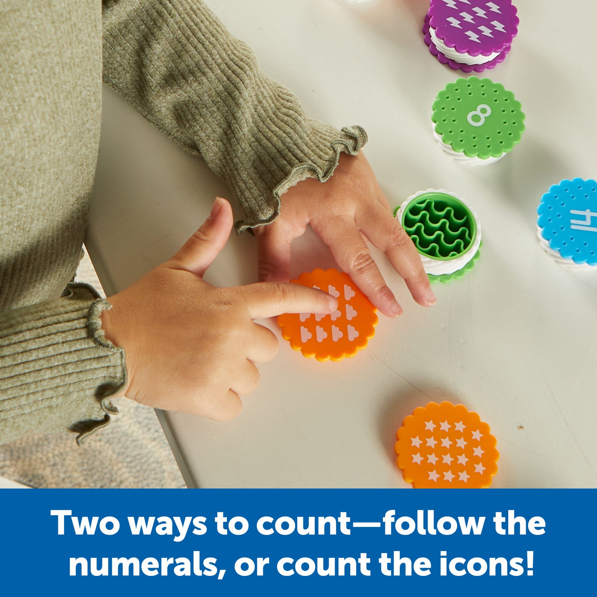 Learning Resources Mini Number Treats, 40-Piece Preschool Counting Toy with Storage Tub, Hands-On Numbers and Colours Learning for Ages 3+
