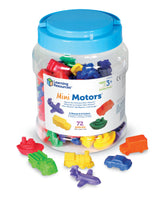 Learning Resources Mini Motors Counters, 72-Piece Set of Vehicle Counters for Counting, Sorting, and Imaginative Play, Includes Storage Tub, Ages 3 Plus