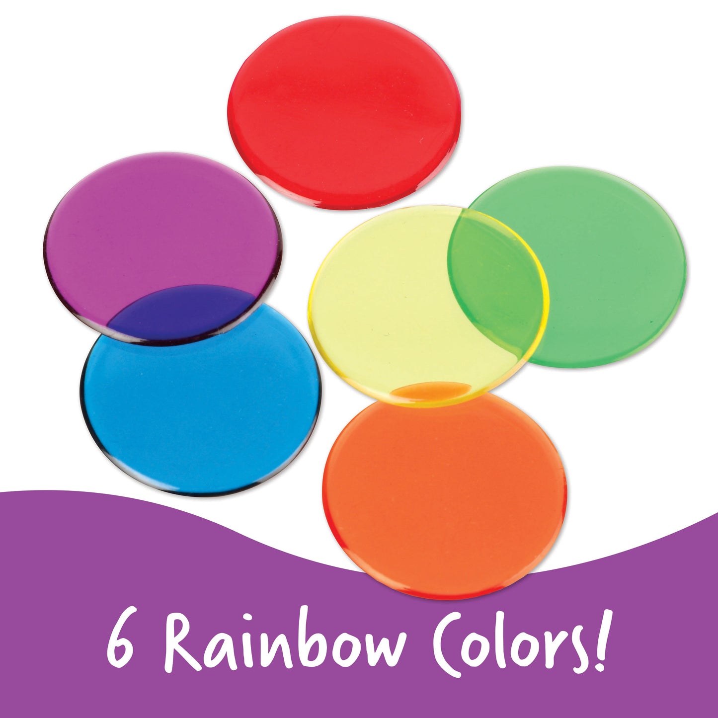 Learning Resources Transparent Counters, Set of 250 Colourful 2cm Counters for Maths Activities, Ages 5 Plus