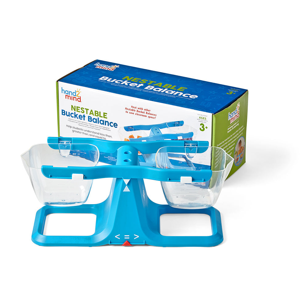 Learning Resources Nestable Bucket Balance, Compact Maths & Science Balance Scale for Kids, 500ml Clear Buckets, Explore Weight, Volume & Equivalency, Ages 3+