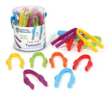 Learning Resources Easy-Grip Tweezers for Kids, Fine Motor Skill Development Tools for Preschool and Sensory Play, Set of 12 with Storage Tub, Ages 2 Plus